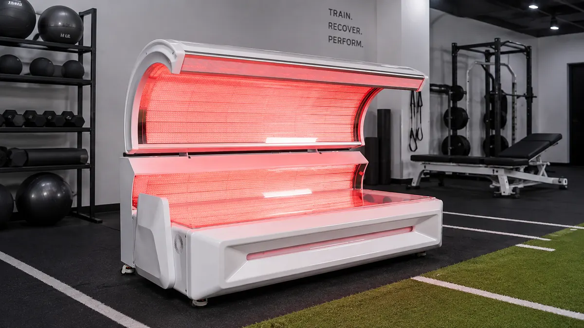Mito Prime bed in a professional recovery studio with training equipment